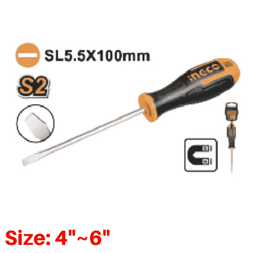 INGCO Slotted Screwdriver (4"-6") HSDSL5100