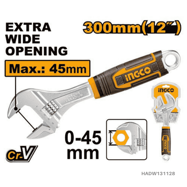 INGCO 12" Adjustable Wrench - HADW131128