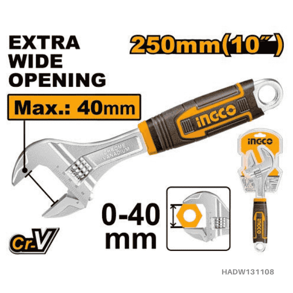 INGCO 10" Adjustable Wrench - HADW131108