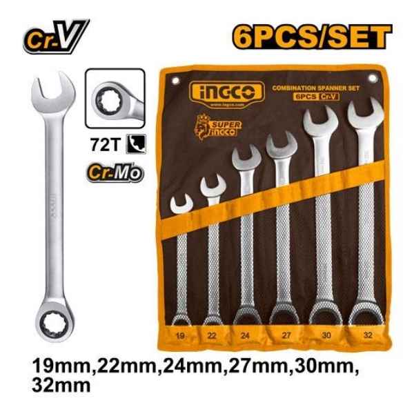INGCO 6 Pcs Ratchet Spanner Set - HKSPAR1061