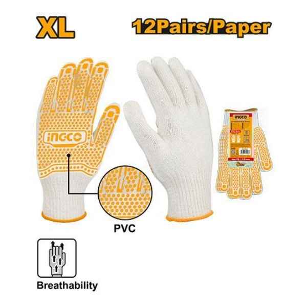 INGCO Knitted & PVC dots gloves - HGVK05