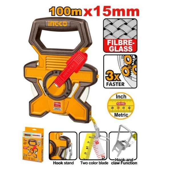 INGCO 100m Fiberglass measuring tape - HFMT18100