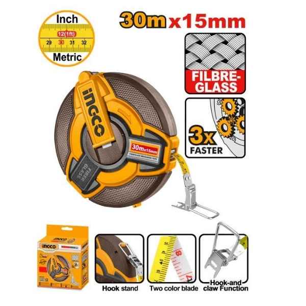 INGCO 30m Fiberglass measuring tape - HFMT1830