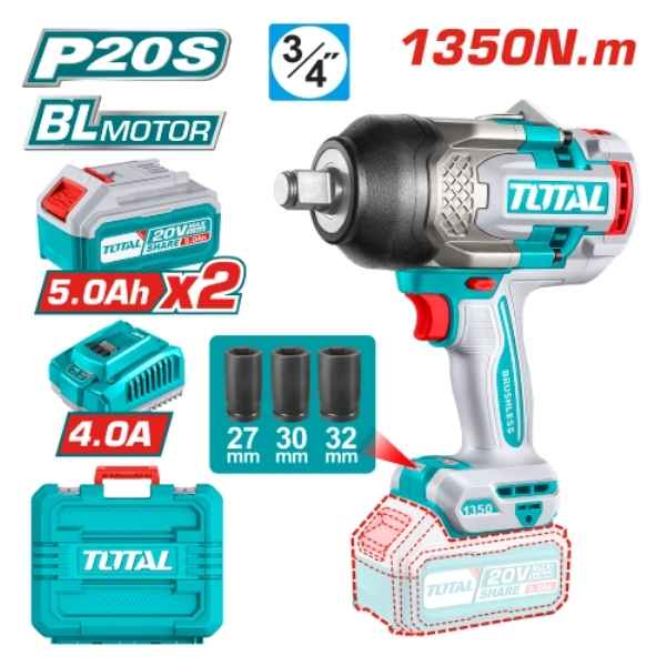 TOTAL 3/4" Cordless Impact Wrench - TIWLI20135