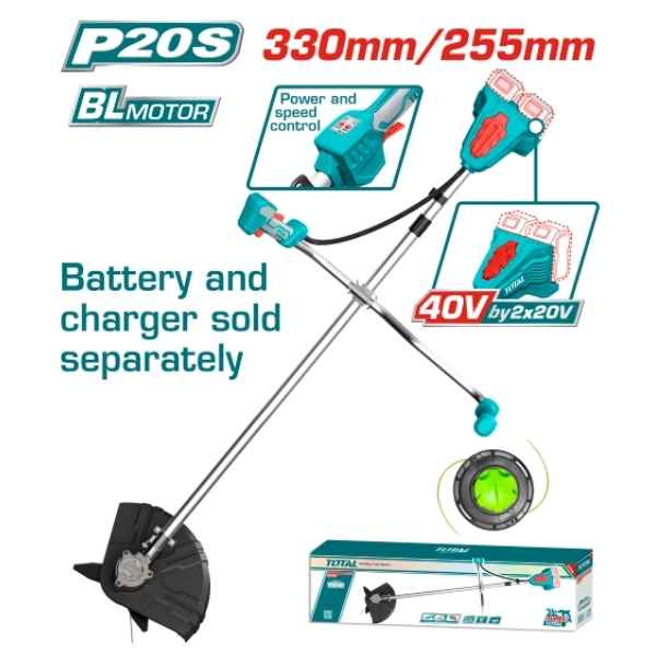 TOTAL Cordless String Trimmer & Brush Cutter - TSTLI20018
