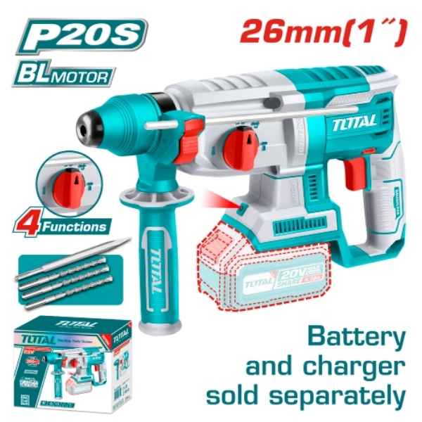 TOTAL 26mm Lithium-ion Rotary Hammer - TRHLI20228