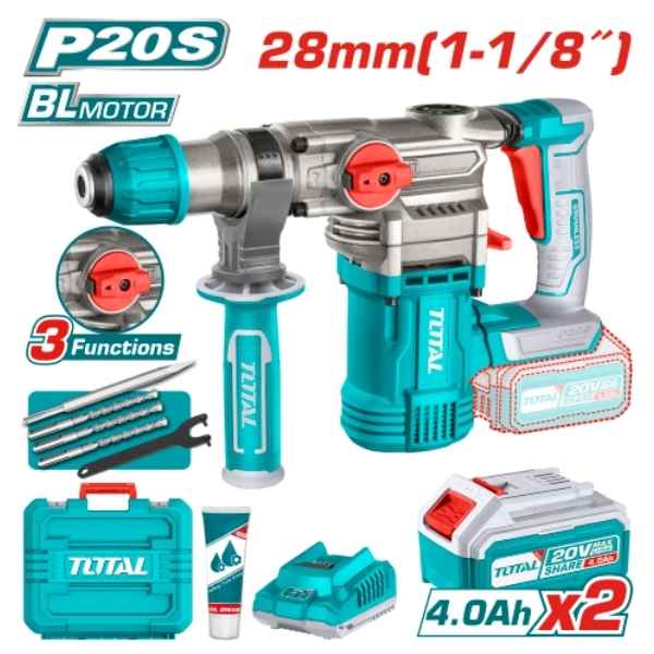 TOTAL 28mm Lithium-Ion Rotary Hammer - TRHLI202882