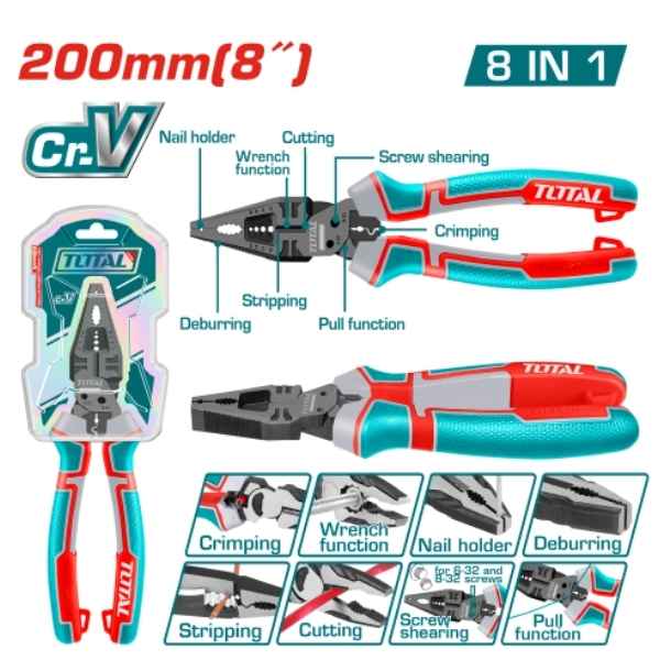 TOTAL 8-in-1 Multifunction combination pliers - THTMF186