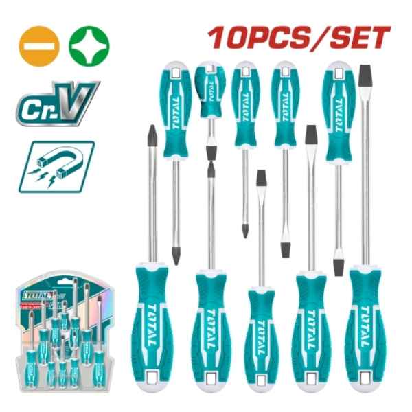 TOTAL 10 Pcs Screwdriver Set - THT250610