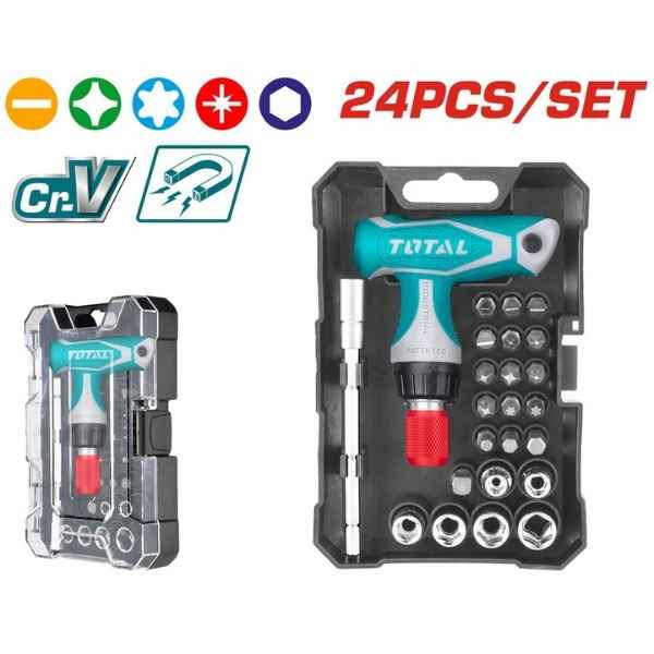 TOTAL 24 Pcs T-handle wrench screwdriver set - TACSD30186