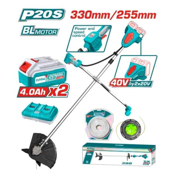 TOTAL Cordless String Trimmer & Brush Cutter - TSTLI202521