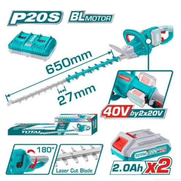 TOTAL Cordless Hedge Trimmer - THTLI400282