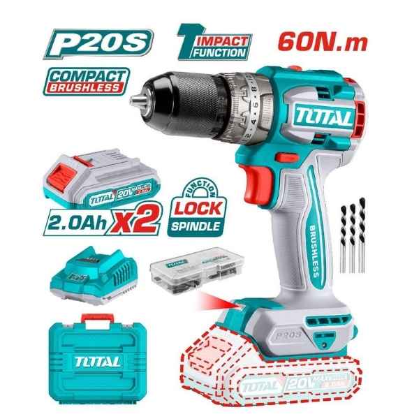 TOTAL 60Nm Compact Brushless Cordless Impact Drill  - TIDLI20602
