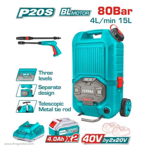 TOTAL Lithium-Ion Pressure Washer(With B&C) - TPWLI4006/1