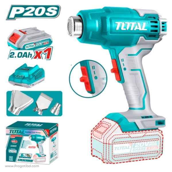 TOTAL Lithium-Ion Heat gun(With B&C) - TBLI2002/1