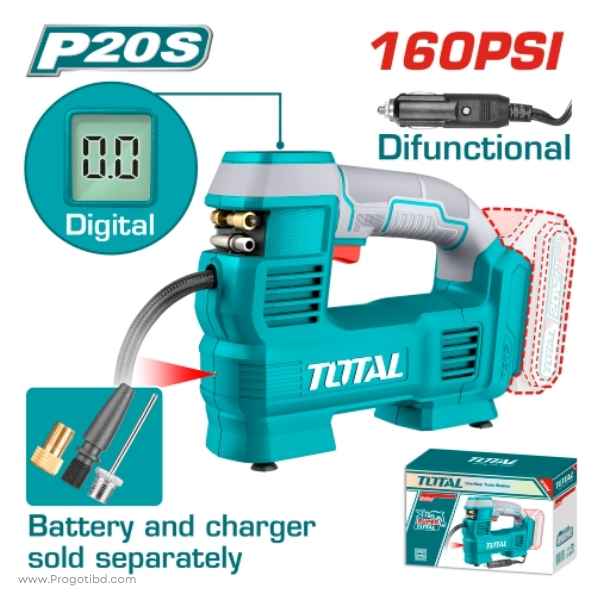 TOTAL Cordless Auto Air Compressor (NO B&C) - TACLI2012