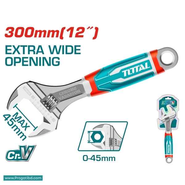 TOTAL 12" Adjustable Wrench - THT101126