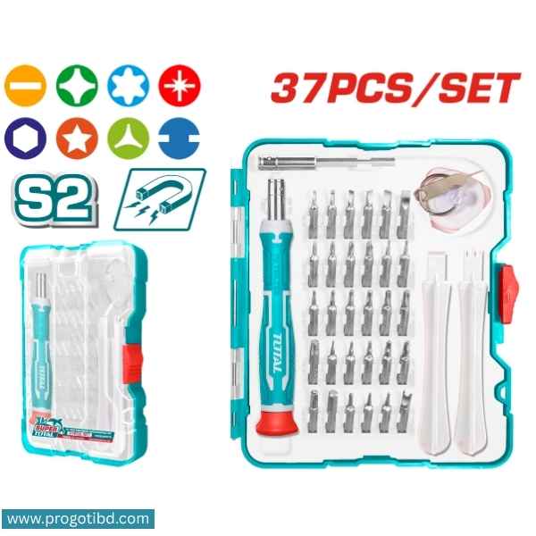 TOTAL 37 Pcs Precision Screwdriver Set - TACSD30376
