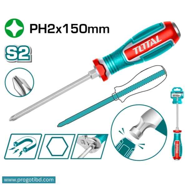 TOTAL 6" Phillips go-through screwdriver - TGPH2150