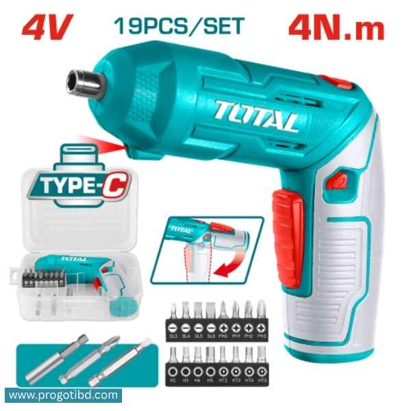 TOTAL 4V Cordless Screwdriver - TSDLI0442