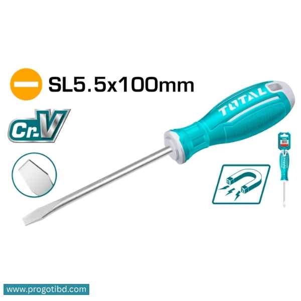 TOTAL 4″ Slotted Screwdriver - TSDRSSL5100
